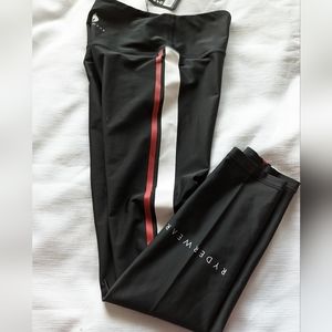 Ryderwear Black Leggings with Red and White Stripe - M